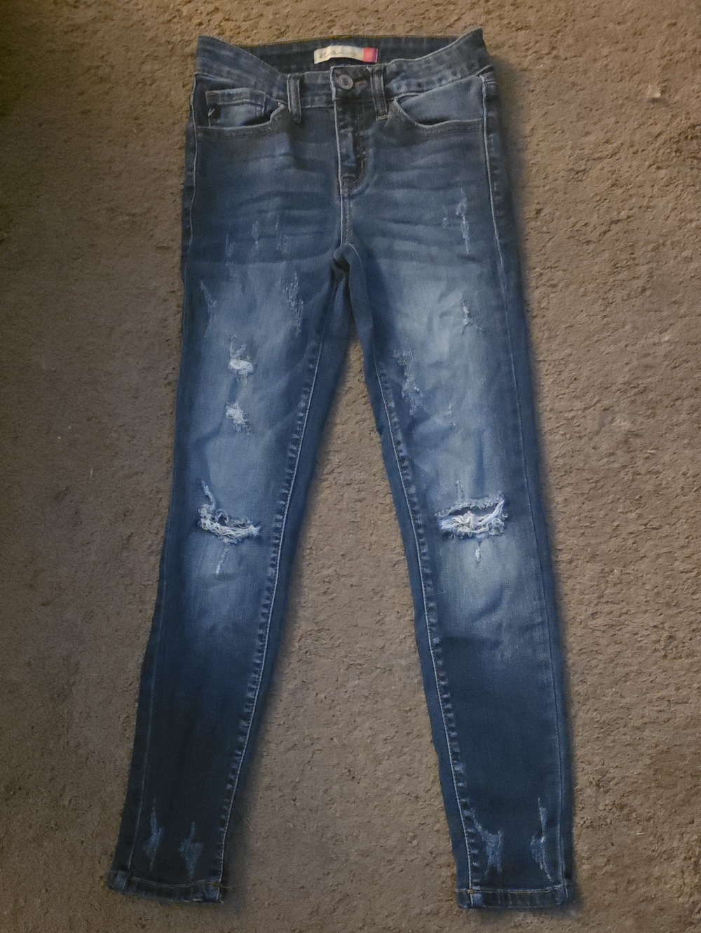 Girls KANCAN Distressed Skinny Jeans - Blue